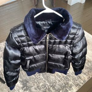 Vintage ECKO RED outerwear black blue fur womens coat jacket M full zip puffer